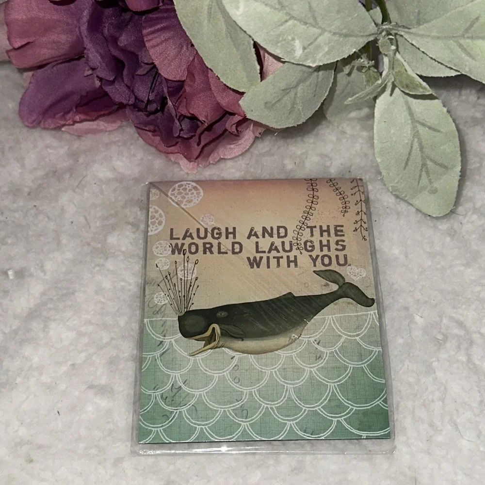 Whale Laugh and the World Laughs With You Whale Glitter Magnet Papaya Art New